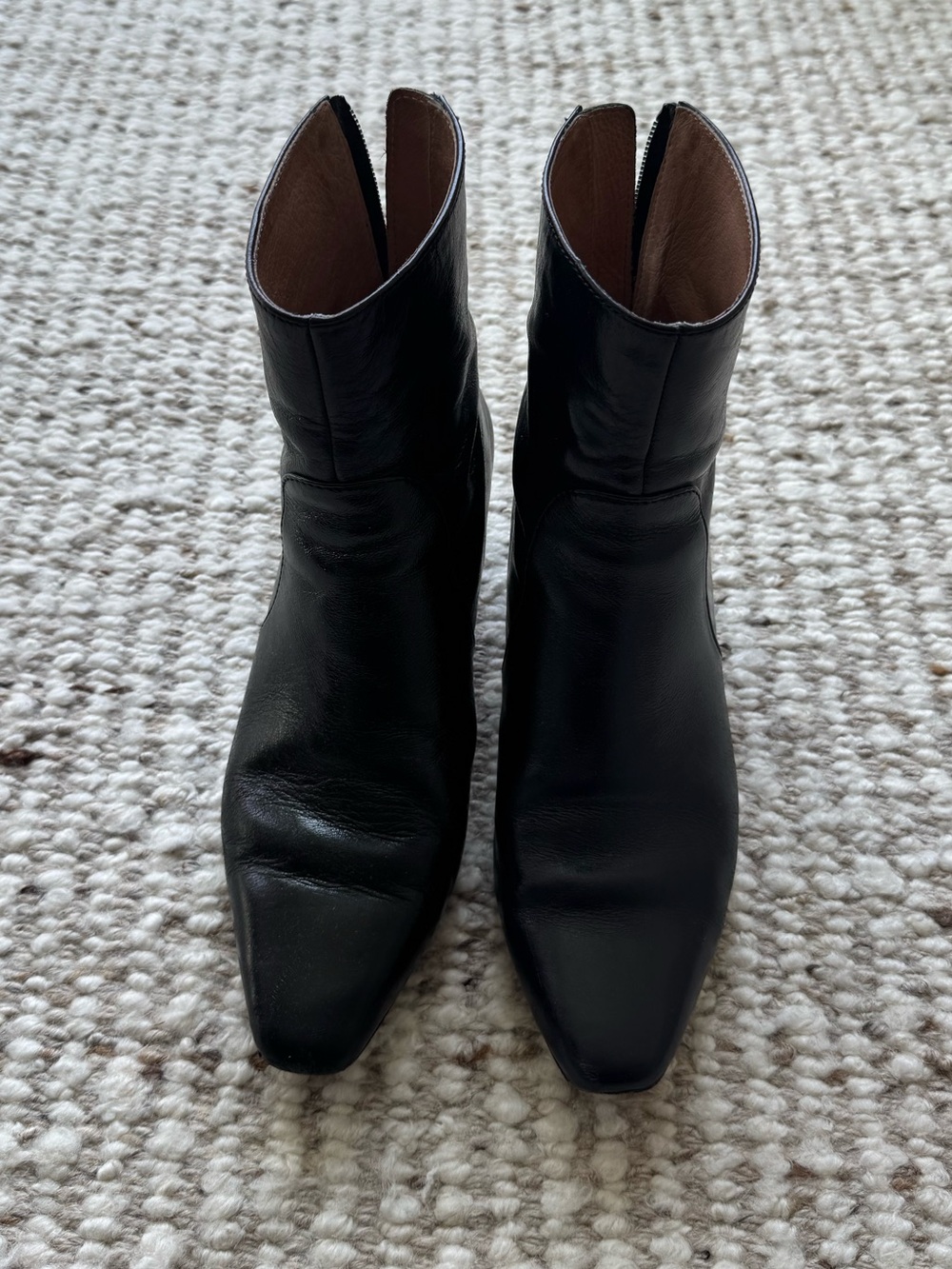 Madewell The Dimes Kitten Heel Ankle Boot Black Crinkle Leather Size 8 - Picture 3 of 13